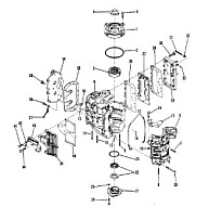 Картер и крышки блока цилиндров 2-х тактного ПЛМ MERCURY 40 M Серийный номер от 7144763 и выше