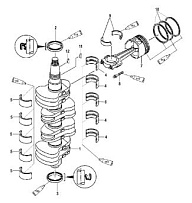 Коленвал, поршни и шатуны 4-Х ТАКТНОГО ПЛМ MERCURY 100 Серийный номер от 1B227000 до 1B366822