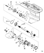 Корпус коробки передач, карданный вал 2.31:1 0T622484/ 0P222544 и ниже 2-Х ТАКТНОГО ПЛМ MERCURY 60 Серийный номер от 0P017000 до 0P325499