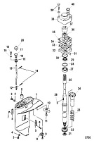 Корпус редуктора, карданный вал (Часть 1) 2-х тактного ПЛМ MERCURY 25 М Серийный номер от 0N055505 и выше